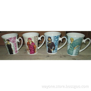 4-piece 13oz Tea Mugs in Window Gift Box with Handle, Ideal for Gifts, Fashion Design, Food Safe